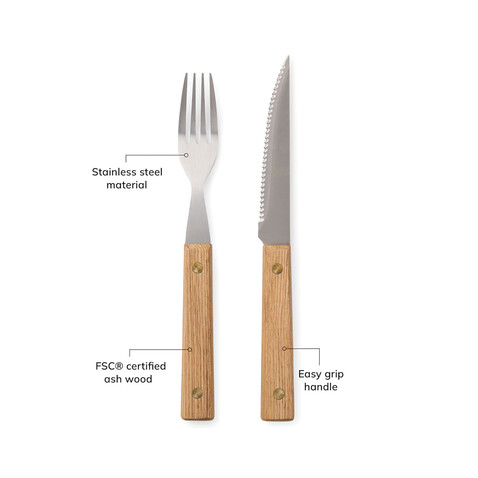 VINGA Paso 8-teiliges Grill-Besteck-Set braun bedrucken, Art.-Nr. V4220009