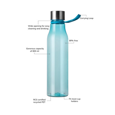 VINGA Lean 800ml RCS RPET Wasserflasche blau bedrucken, Art.-Nr. V4330505 VINGA Lean 800ml RCS RPET Wasserflasche blau bedrucken, Art.-Nr. V4330505
