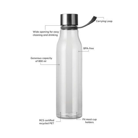VINGA Lean 800ml RCS RPET Wasserflasche transparent bedrucken, Art.-Nr. V4330500 VINGA Lean 800ml RCS RPET Wasserflasche transparent bedrucken, Art.-Nr. V4330500