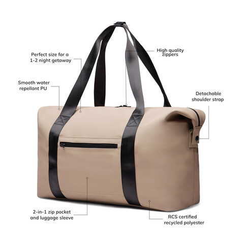 VINGA Baltimore RCS 24h Wochenendtasche greige bedrucken, Art.-Nr. V7070319