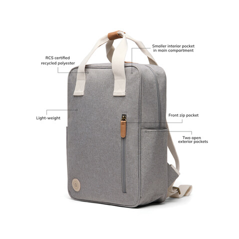 VINGA Sortino RCS Rucksack grau bedrucken, Art.-Nr. V7600102 VINGA Sortino RCS Rucksack grau bedrucken, Art.-Nr. V7600102
