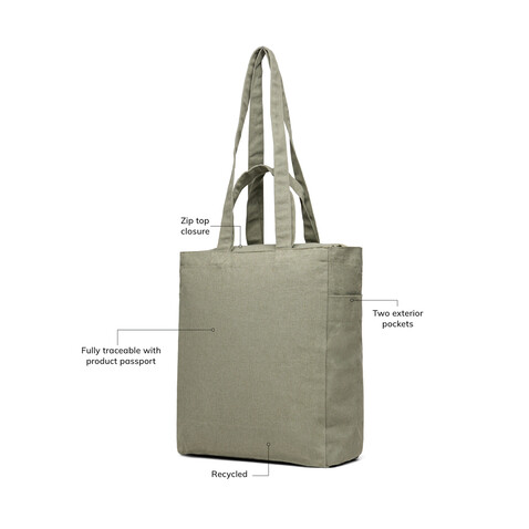 VINGA Hilo AWARE™ Tasche mit Reißverschluss aus rec. Canvas grün bedrucken, Art.-Nr. V7620507 VINGA Hilo AWARE™ Tasche mit Reißverschluss aus rec. Canvas grün bedrucken, Art.-Nr. V7620507