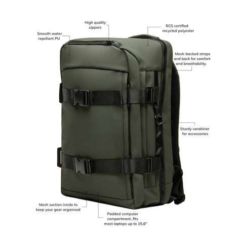 VINGA Baltimore RCS Abenteuer-Rucksack grün bedrucken, Art.-Nr. V7750107 VINGA Baltimore RCS Abenteuer-Rucksack grün bedrucken, Art.-Nr. V7750107