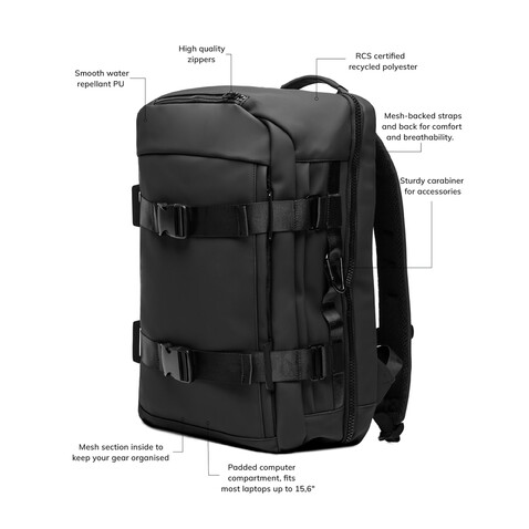 VINGA Baltimore RCS Abenteuer-Rucksack schwarz bedrucken, Art.-Nr. V7750101 VINGA Baltimore RCS Abenteuer-Rucksack schwarz bedrucken, Art.-Nr. V7750101