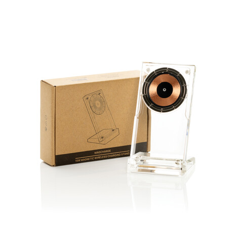 Magcharge 15W magnetischer Wireless-Charging-Stand transparent bedrucken, Art.-Nr. P309.0800