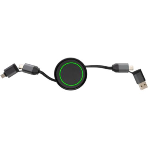 Terra aufrollbares 6-in-1 45W-Kabel aus RCS recyc. Aluminium grau bedrucken, Art.-Nr. P302.752