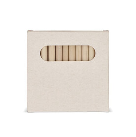12 Buntstifte in einer Schachtel aus recyceltem Milchkarton - Ecru bedrucken, Art.-Nr. LT91521-N0054