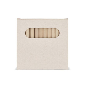 12 Buntstifte in einer Schachtel aus recyceltem Milchkarton - Ecru bedrucken, Art.-Nr. LT91521-N0054