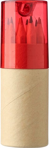 Buntstifte-Set, 12-tlg. Terrence – Rot bedrucken, Art.-Nr. 008999999_2495