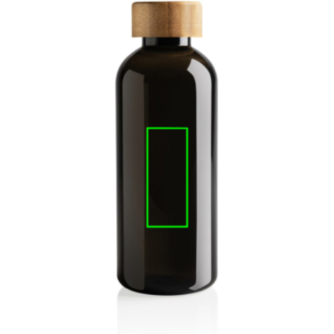 RCS rPET Flasche mit Bambus-Deckel schwarz bedrucken, Art.-Nr. P433.091
