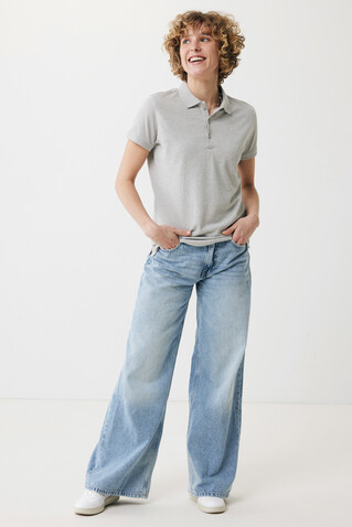 IQONIQ Yosemite Damen Piqué-Poloshirt aus rec. Baumwolle heather grey bedrucken, Art.-Nr. T4200.013.XXL