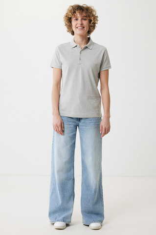 IQONIQ Yosemite Damen Piqué-Poloshirt aus rec. Baumwolle heather grey bedrucken, Art.-Nr. T4200.013.XXL