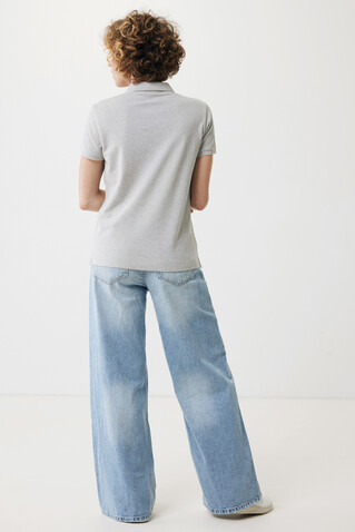 IQONIQ Yosemite Damen Piqué-Poloshirt aus rec. Baumwolle heather grey bedrucken, Art.-Nr. T4200.013.XXL