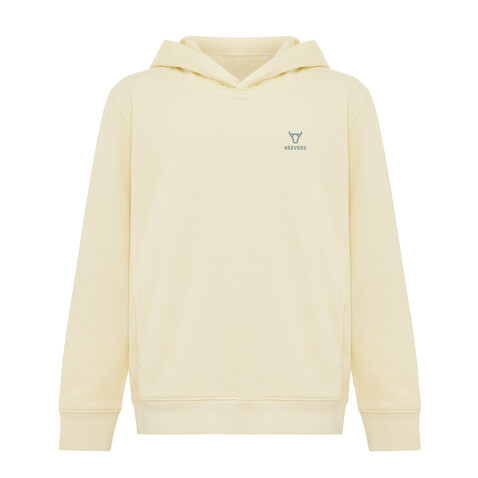 IQONIQ Yengo KidsHoodie mit Seitentaschen aus rec. Baumwolle cream yellow bedrucken, Art.-Nr. T6404.036.910