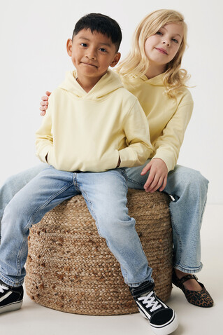 IQONIQ Yengo KidsHoodie mit Seitentaschen aus rec. Baumwolle cream yellow bedrucken, Art.-Nr. T6404.036.910