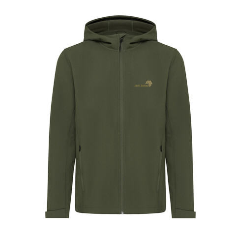 IQONIQ Makalu Herren Softshelljacke aus recyceltem Polyester khaki bedrucken, Art.-Nr. T1700.020.S