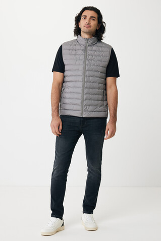 Iqoniq Meru Herren Bodywarmer aus recyceltem Polyester Silbergrau bedrucken, Art.-Nr. T1702.035.XXXL