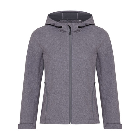 IQONIQ Makalu Damen Softshelljacke aus recyceltem Polyester vulcano heather grey bedrucken, Art.-Nr. T4700.028.M