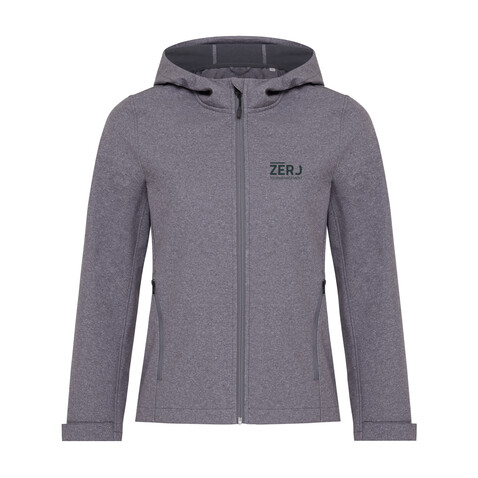 IQONIQ Makalu Damen Softshelljacke aus recyceltem Polyester vulcano heather grey bedrucken, Art.-Nr. T4700.028.M