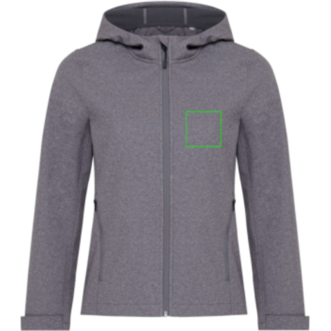 IQONIQ Makalu Damen Softshelljacke aus recyceltem Polyester vulcano heather grey bedrucken, Art.-Nr. T4700.028.M