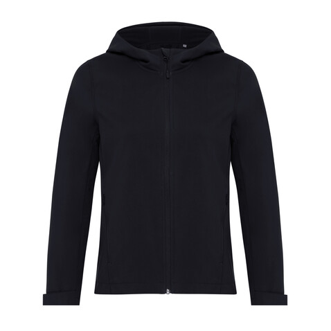 IQONIQ Makalu Damen Softshelljacke aus recyceltem Polyester schwarz bedrucken, Art.-Nr. T4700.001.S