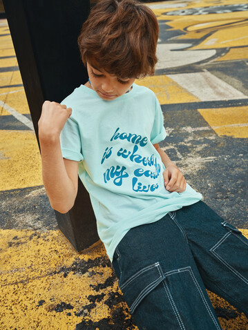 IQONIQ Koli Kids T-Shirt aus recycelter Baumwolle crushed mint bedrucken, Art.-Nr. T6100.037.1314