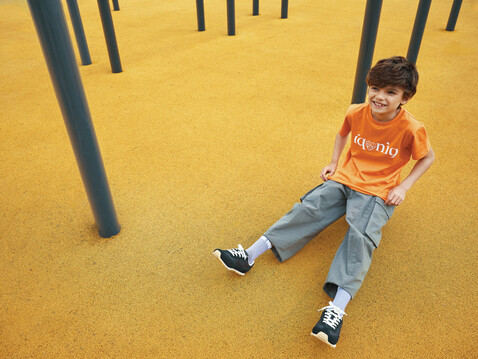 IQONIQ Koli Kids T-Shirt aus recycelter Baumwolle ochre yellow bedrucken, Art.-Nr. T6100.021.56