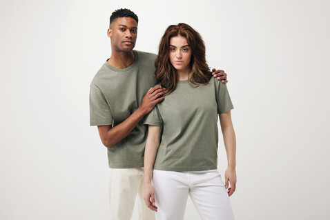IQONIQ Teide T-Shirt aus recycelter Baumwolle heather green bedrucken, Art.-Nr. T9105.015.M
