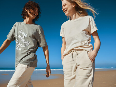 IQONIQ Teide T-Shirt aus recycelter Baumwolle heather green bedrucken, Art.-Nr. T9105.015.M