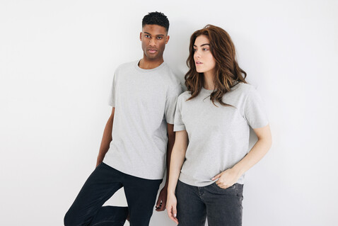 IQONIQ Teide T-Shirt aus recycelter Baumwolle heather grey bedrucken, Art.-Nr. T9105.013.M