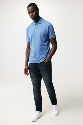 IQONIQ Yosemite Piqué-Poloshirt aus recycelter Baumwolle heather blue bedrucken, Art.-Nr. T9200.024.XL