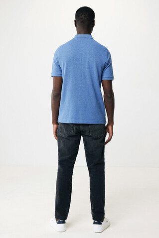 IQONIQ Yosemite Piqué-Poloshirt aus recycelter Baumwolle heather blue bedrucken, Art.-Nr. T9200.024.XL