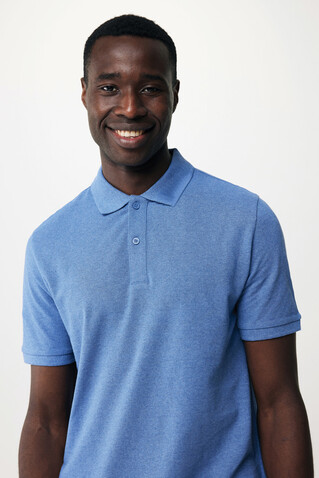 IQONIQ Yosemite Piqué-Poloshirt aus recycelter Baumwolle heather blue bedrucken, Art.-Nr. T9200.024.XL