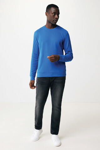IQONIQ Zion Rundhals-Sweater aus recycelter Baumwolle Königsblau bedrucken, Art.-Nr. T9300.025.XL