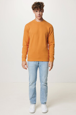 IQONIQ Zion Rundhals-Sweater aus recycelter Baumwolle sundial orange bedrucken, Art.-Nr. T9300.012.XXXL