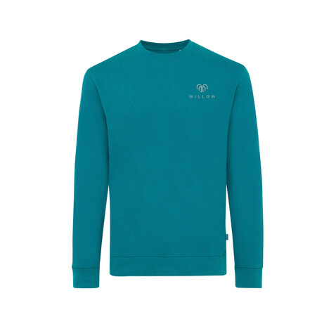 IQONIQ Zion Rundhals-Sweater aus recycelter Baumwolle verdigris bedrucken, Art.-Nr. T9300.009.XXS