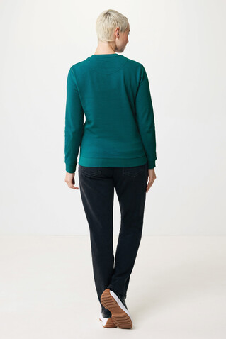 IQONIQ Zion Rundhals-Sweater aus recycelter Baumwolle verdigris bedrucken, Art.-Nr. T9300.009.XXS
