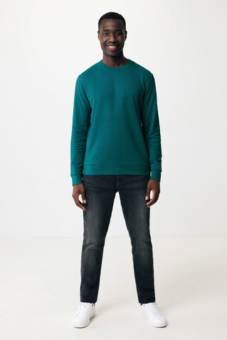 IQONIQ Zion Rundhals-Sweater aus recycelter Baumwolle verdigris bedrucken, Art.-Nr. T9300.009.XXS