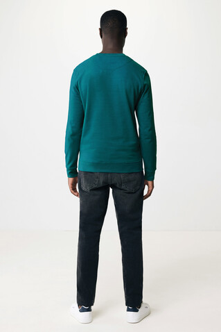 IQONIQ Zion Rundhals-Sweater aus recycelter Baumwolle verdigris bedrucken, Art.-Nr. T9300.009.XXS
