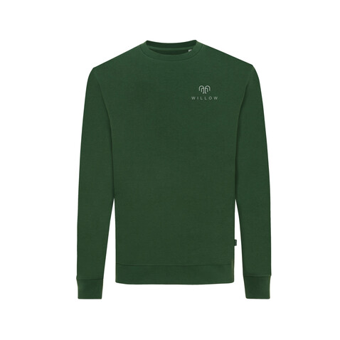IQONIQ Zion Rundhals-Sweater aus recycelter Baumwolle forest green bedrucken, Art.-Nr. T9300.005.L