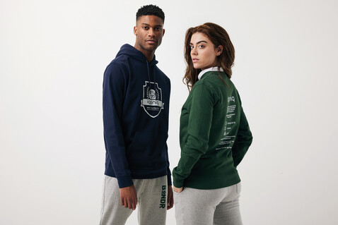 IQONIQ Zion Rundhals-Sweater aus recycelter Baumwolle forest green bedrucken, Art.-Nr. T9300.005.L