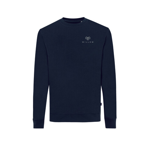 IQONIQ Zion Rundhals-Sweater aus recycelter Baumwolle navy blau bedrucken, Art.-Nr. T9300.002.5XL