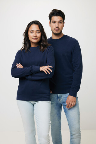 IQONIQ Zion Rundhals-Sweater aus recycelter Baumwolle navy blau bedrucken, Art.-Nr. T9300.002.5XL