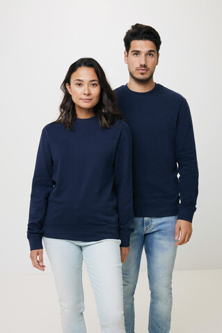 IQONIQ Zion Rundhals-Sweater aus recycelter Baumwolle navy blau bedrucken, Art.-Nr. T9300.002.5XL