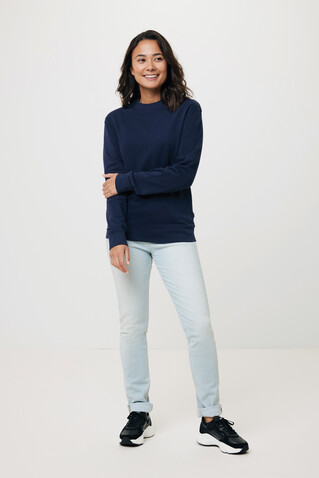 IQONIQ Zion Rundhals-Sweater aus recycelter Baumwolle navy blau bedrucken, Art.-Nr. T9300.002.5XL