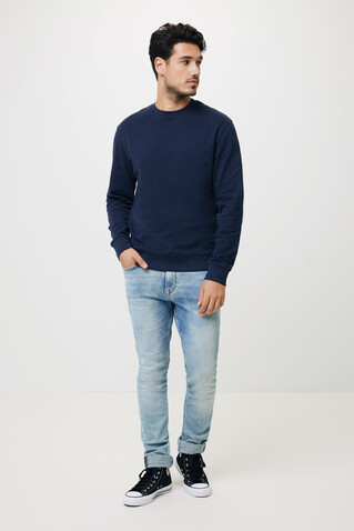 IQONIQ Zion Rundhals-Sweater aus recycelter Baumwolle navy blau bedrucken, Art.-Nr. T9300.002.5XL