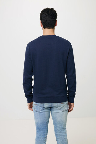 IQONIQ Zion Rundhals-Sweater aus recycelter Baumwolle navy blau bedrucken, Art.-Nr. T9300.002.5XL