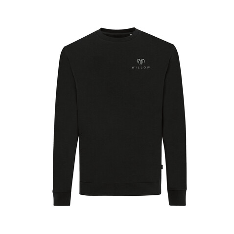 IQONIQ Zion Rundhals-Sweater aus recycelter Baumwolle schwarz bedrucken, Art.-Nr. T9300.001.4XL
