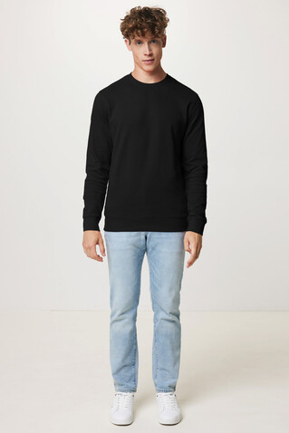 IQONIQ Zion Rundhals-Sweater aus recycelter Baumwolle schwarz bedrucken, Art.-Nr. T9300.001.4XL