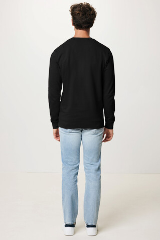 IQONIQ Zion Rundhals-Sweater aus recycelter Baumwolle schwarz bedrucken, Art.-Nr. T9300.001.4XL